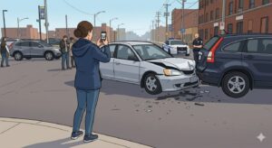 Why it is important to take photos of the scene after a collision