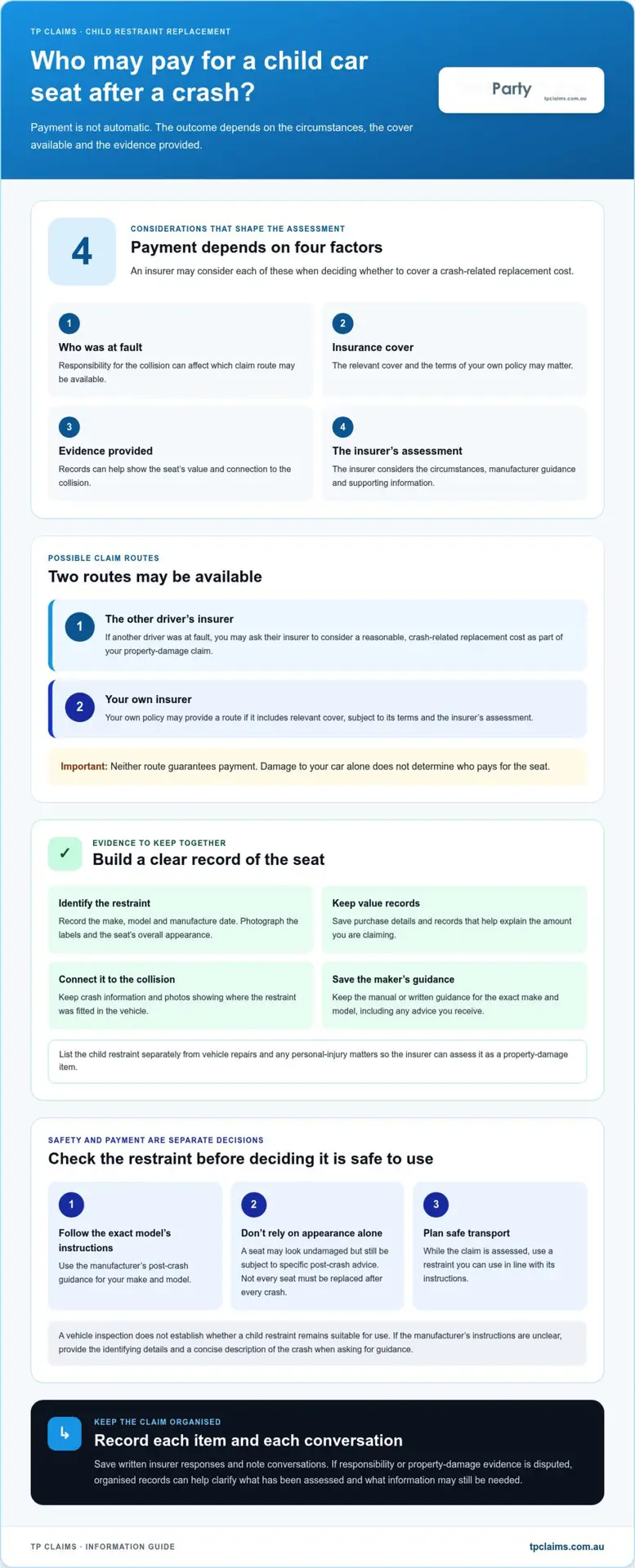Who Pays for Child Car Seat Replacement After a Crash in Australia?